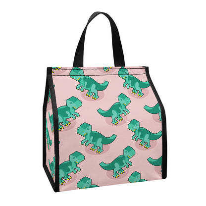 Isometric Tyrannosaurus Pattern Print Insulated Lunch Tote