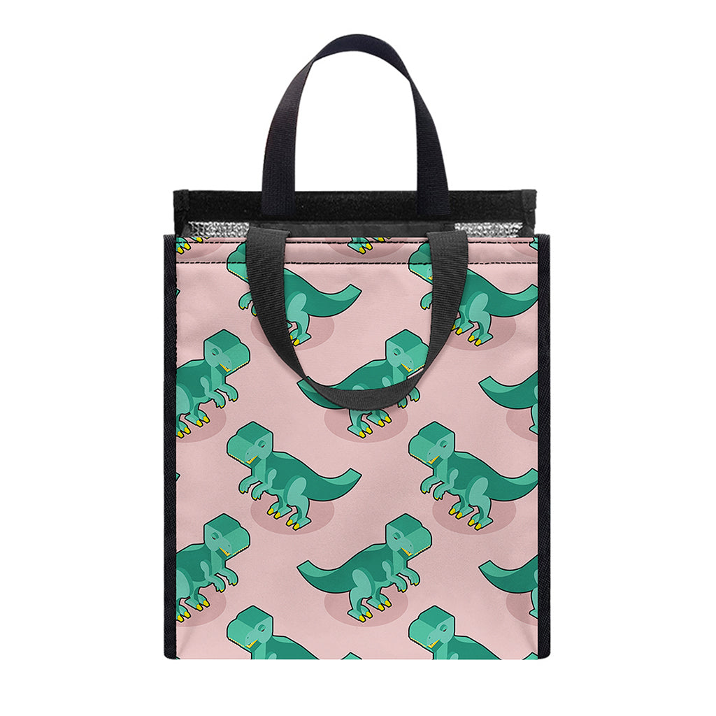 Isometric Tyrannosaurus Pattern Print Insulated Lunch Tote