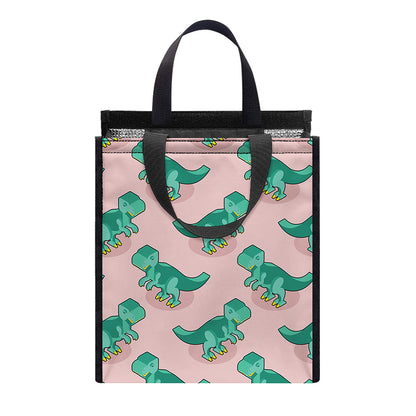 Isometric Tyrannosaurus Pattern Print Insulated Lunch Tote