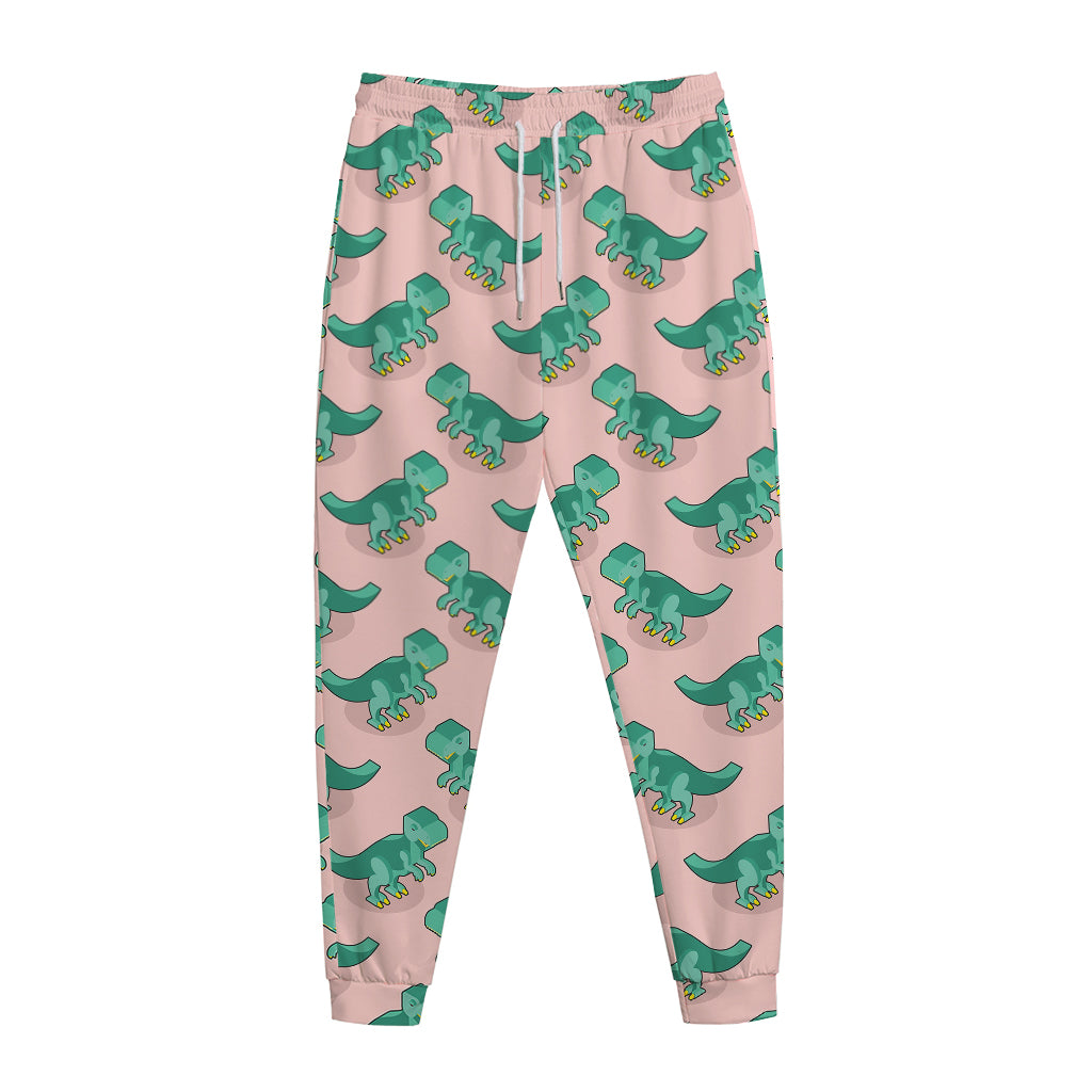 Isometric Tyrannosaurus Pattern Print Jogger Pants