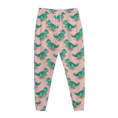 Isometric Tyrannosaurus Pattern Print Jogger Pants