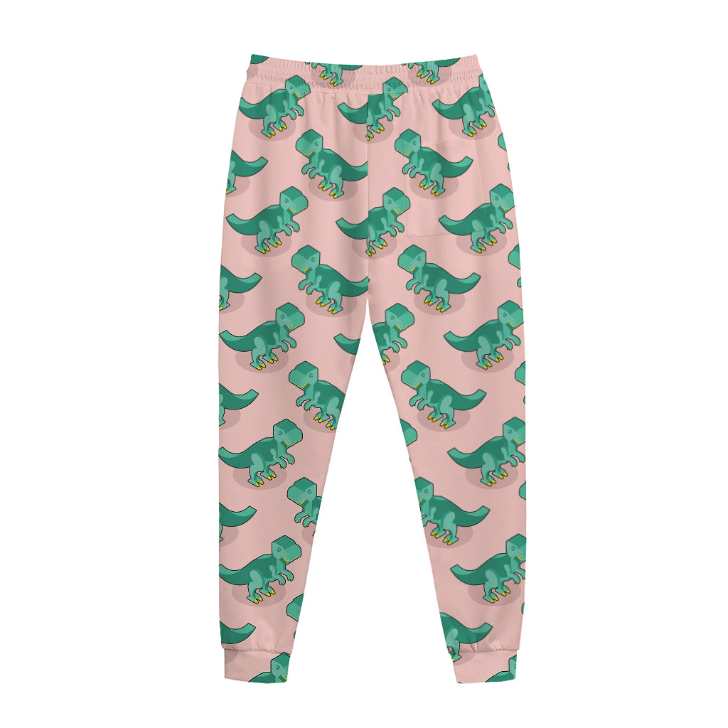 Isometric Tyrannosaurus Pattern Print Jogger Pants