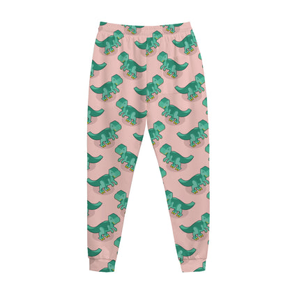 Isometric Tyrannosaurus Pattern Print Jogger Pants