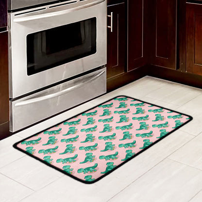 Isometric Tyrannosaurus Pattern Print Kitchen Mat