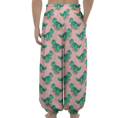 Isometric Tyrannosaurus Pattern Print Lantern Pants
