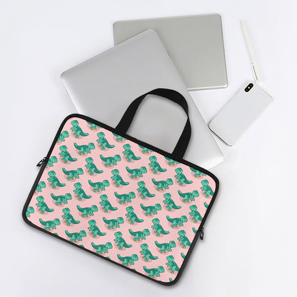 Isometric Tyrannosaurus Pattern Print Laptop Sleeve With Handle