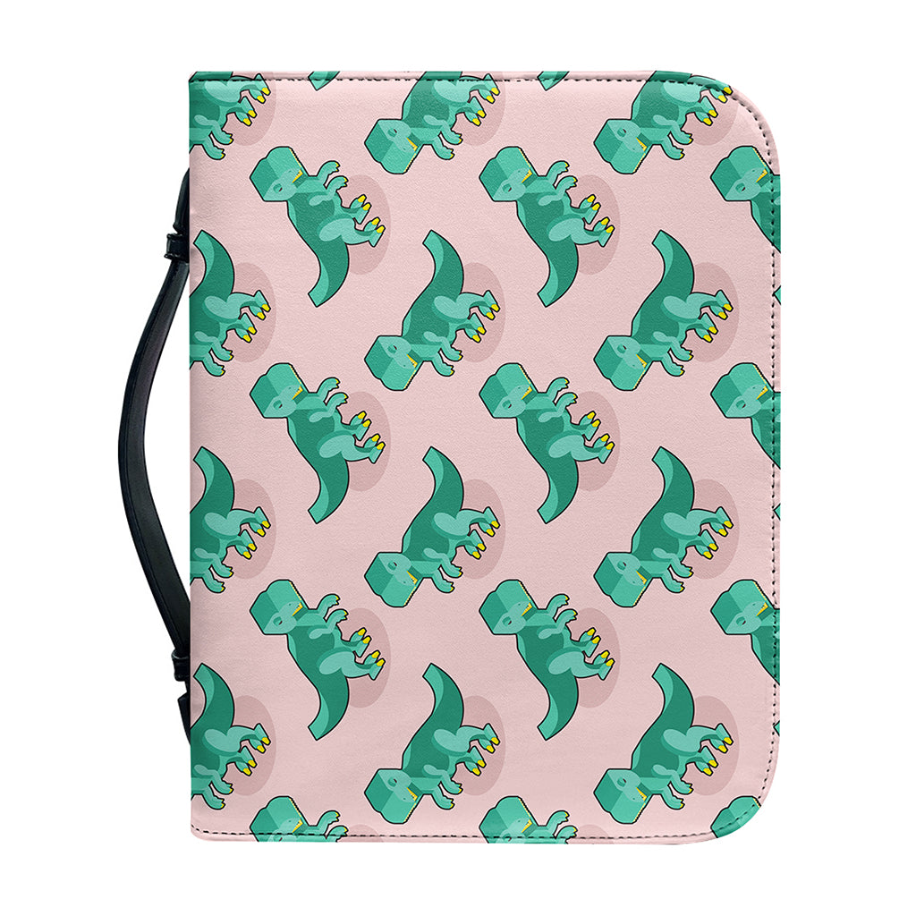 Isometric Tyrannosaurus Pattern Print Leather Bible Cover
