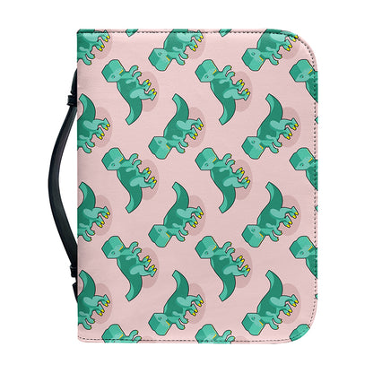 Isometric Tyrannosaurus Pattern Print Leather Bible Cover