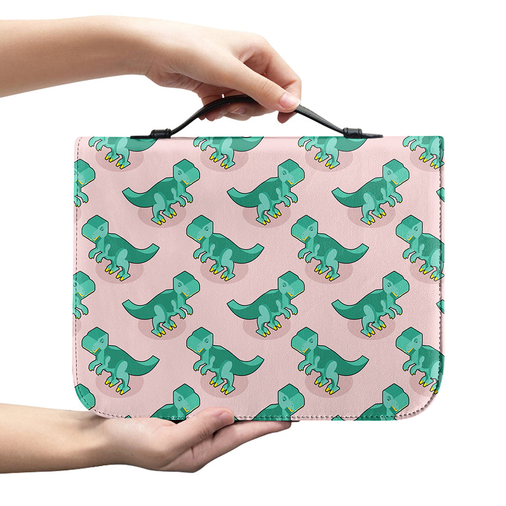 Isometric Tyrannosaurus Pattern Print Leather Bible Cover