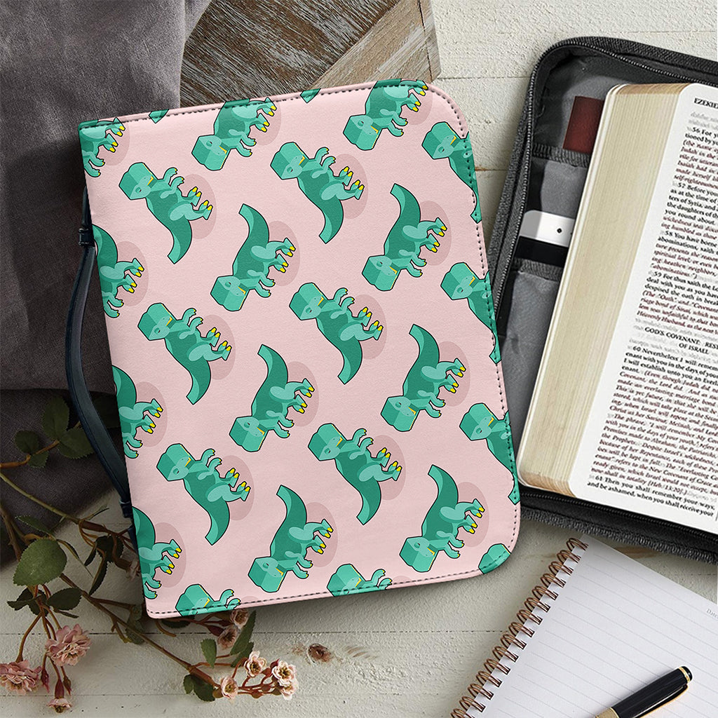 Isometric Tyrannosaurus Pattern Print Leather Bible Cover