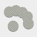 Isometric Tyrannosaurus Pattern Print Leather Coaster Set