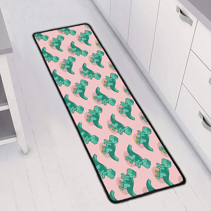 Isometric Tyrannosaurus Pattern Print Long Kitchen Mat