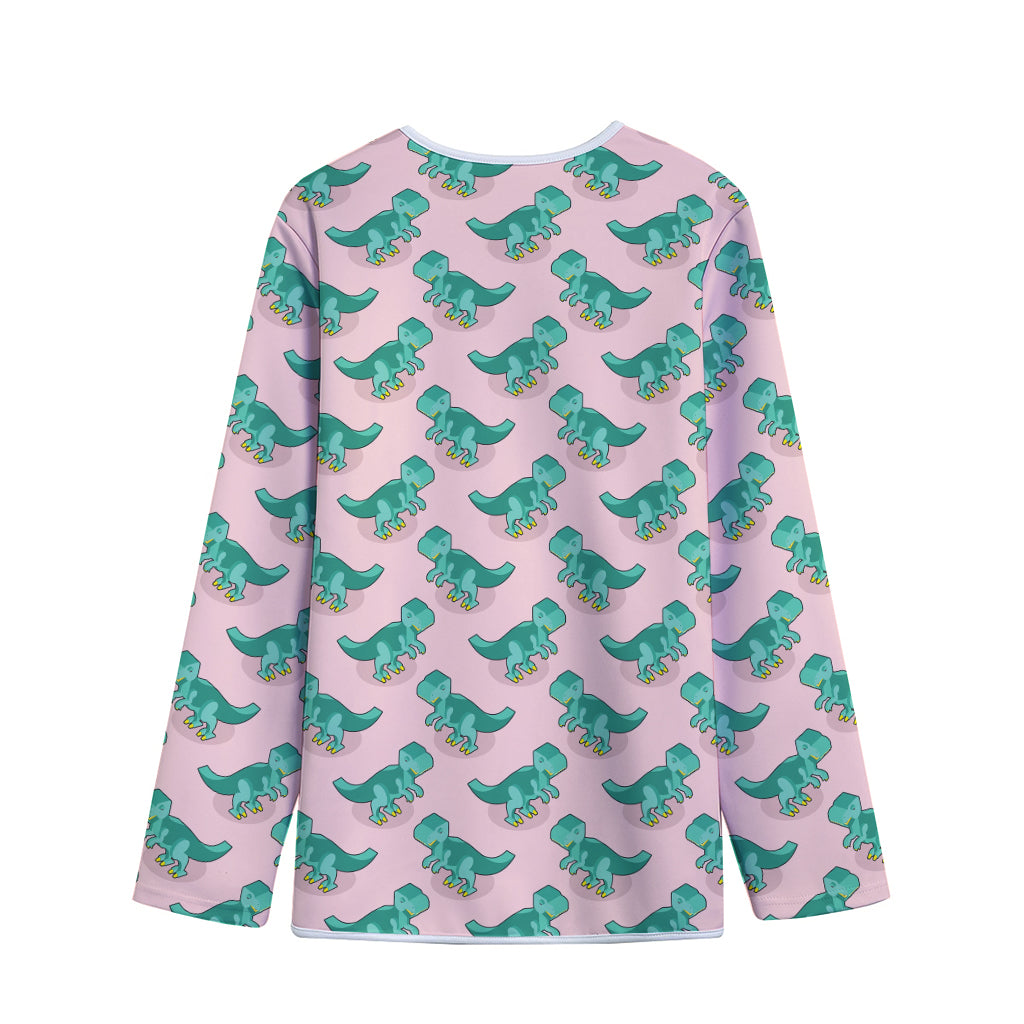 Isometric Tyrannosaurus Pattern Print Long Sleeve Short Coat