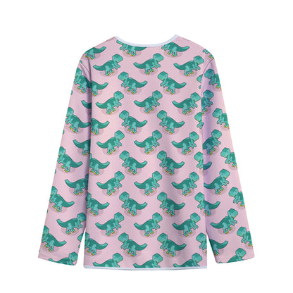 Isometric Tyrannosaurus Pattern Print Long Sleeve Short Coat