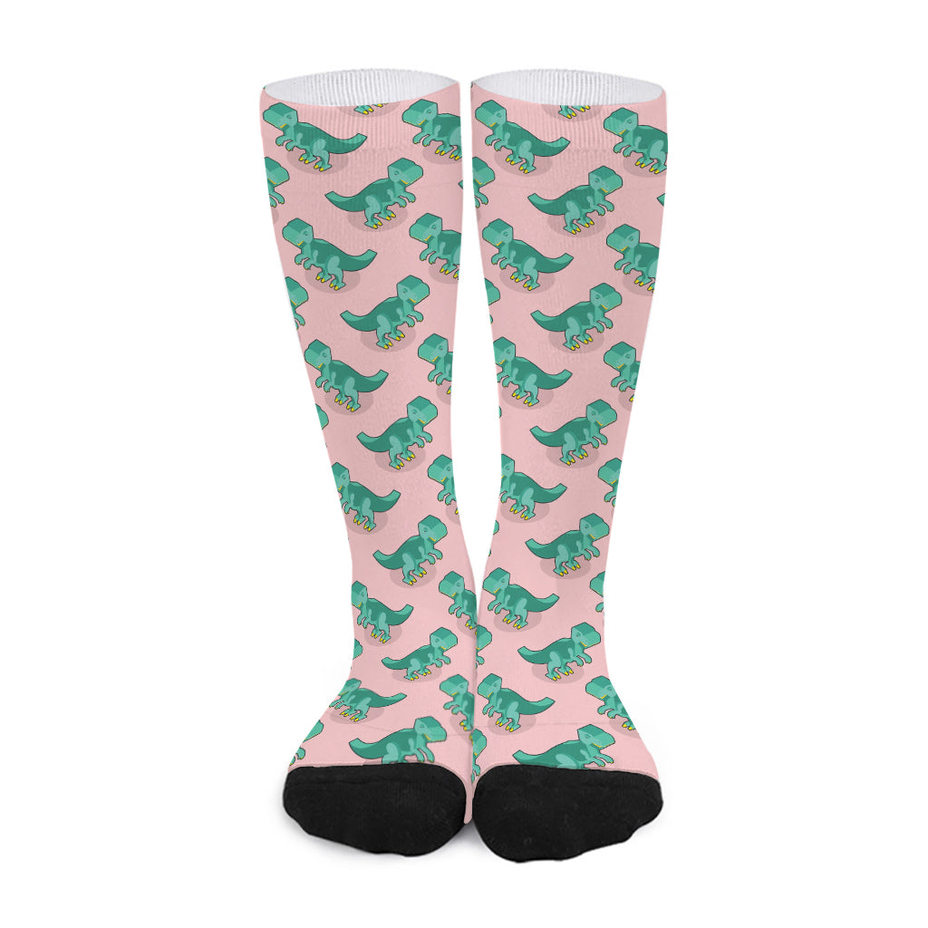 Isometric Tyrannosaurus Pattern Print Long Socks
