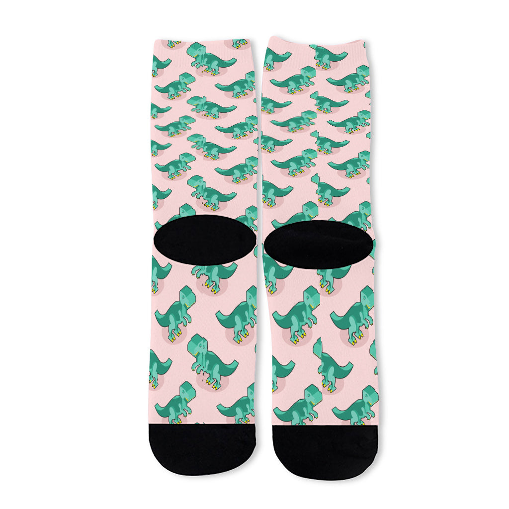 Isometric Tyrannosaurus Pattern Print Long Socks