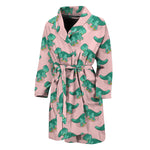 Isometric Tyrannosaurus Pattern Print Men's Bathrobe