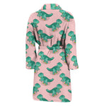 Isometric Tyrannosaurus Pattern Print Men's Bathrobe