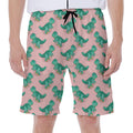Isometric Tyrannosaurus Pattern Print Men's Beach Shorts