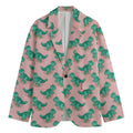 Isometric Tyrannosaurus Pattern Print Men's Blazer