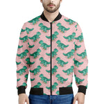 Isometric Tyrannosaurus Pattern Print Men's Bomber Jacket