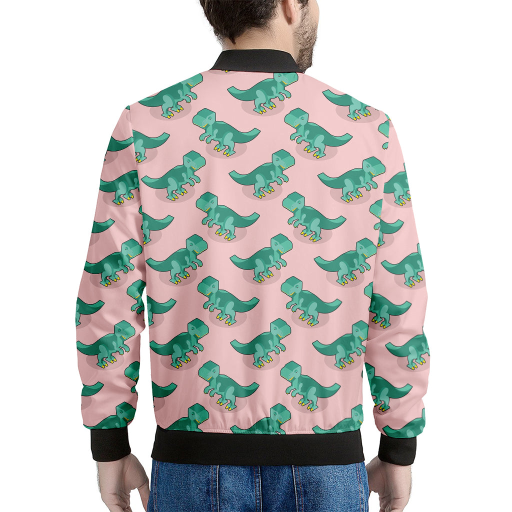Isometric Tyrannosaurus Pattern Print Men's Bomber Jacket