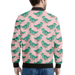 Isometric Tyrannosaurus Pattern Print Men's Bomber Jacket