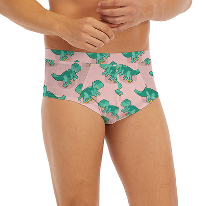 Isometric Tyrannosaurus Pattern Print Men's Briefs