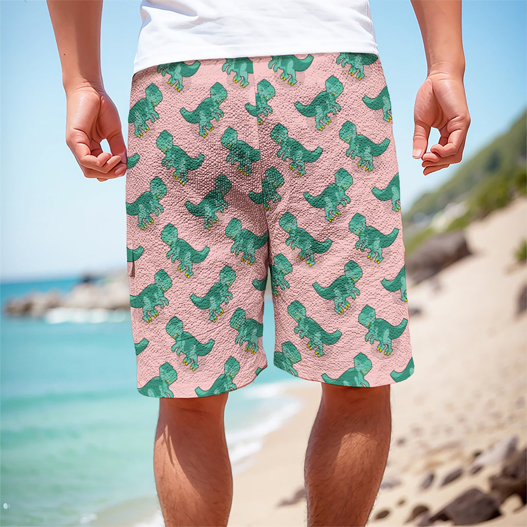 Isometric Tyrannosaurus Pattern Print Men's Cargo Shorts