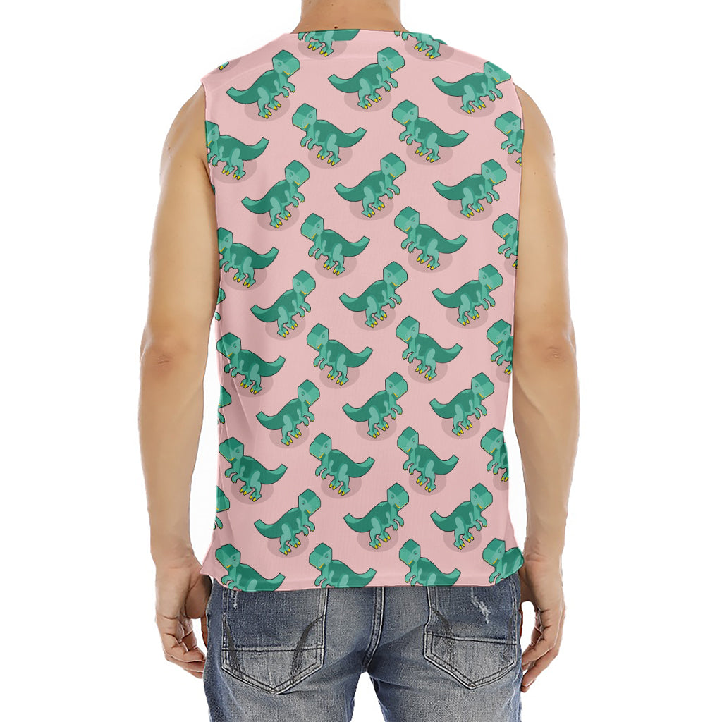 Isometric Tyrannosaurus Pattern Print Men's Fitness Tank Top