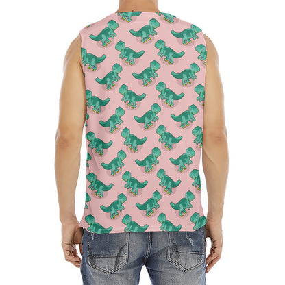 Isometric Tyrannosaurus Pattern Print Men's Fitness Tank Top