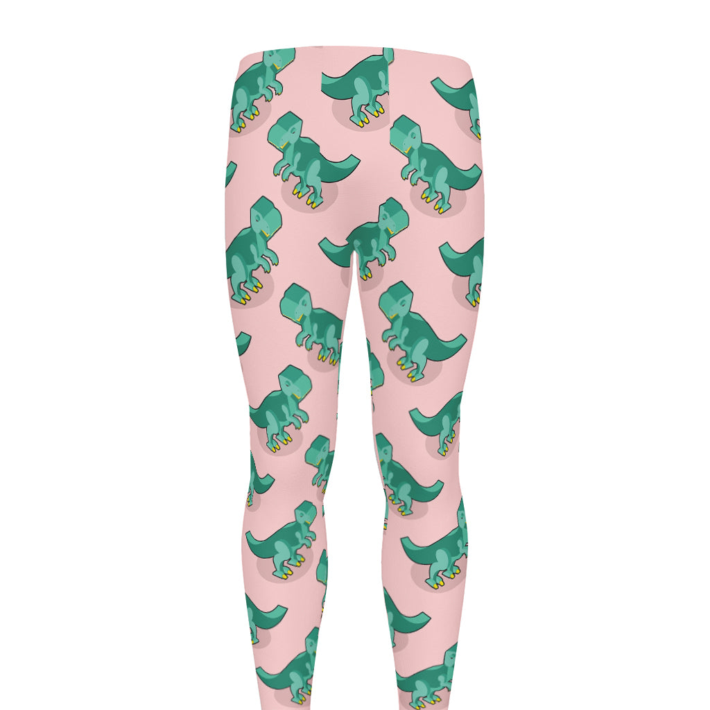 Isometric Tyrannosaurus Pattern Print Men's leggings