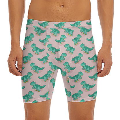 Isometric Tyrannosaurus Pattern Print Men's Long Boxer Briefs