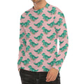 Isometric Tyrannosaurus Pattern Print Men's Long Sleeve Rash Guard