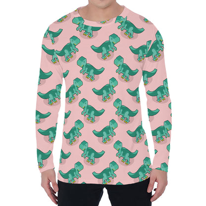 Isometric Tyrannosaurus Pattern Print Men's Long Sleeve T-Shirt