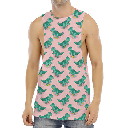 Isometric Tyrannosaurus Pattern Print Men's Muscle Tank Top