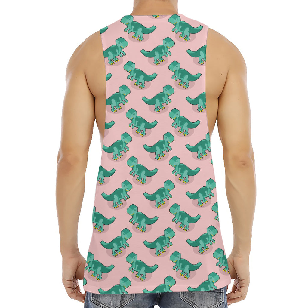 Isometric Tyrannosaurus Pattern Print Men's Muscle Tank Top