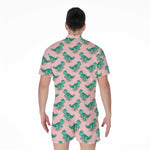 Isometric Tyrannosaurus Pattern Print Men's Rompers
