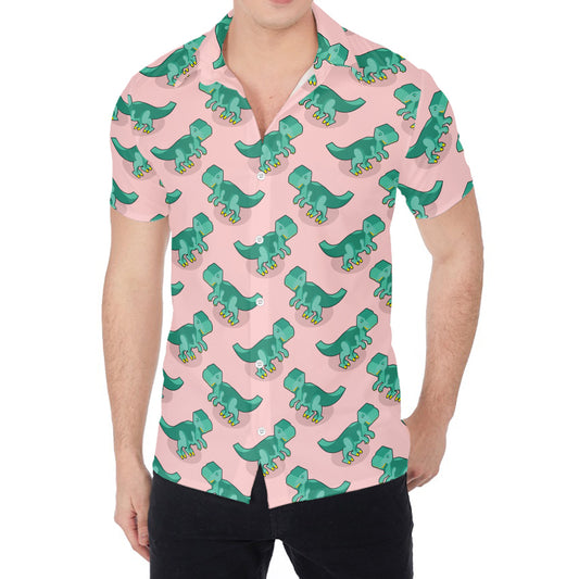 Isometric Tyrannosaurus Pattern Print Men's Shirt