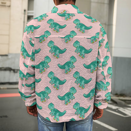Isometric Tyrannosaurus Pattern Print Men's Shirt Jacket
