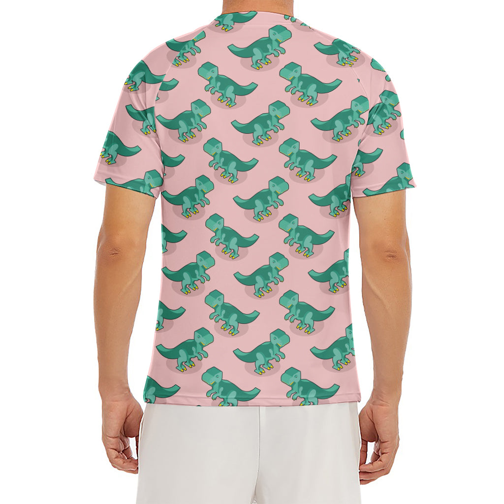Isometric Tyrannosaurus Pattern Print Men's Short Sleeve Rash Guard