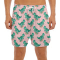 Isometric Tyrannosaurus Pattern Print Men's Split Running Shorts