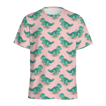 Isometric Tyrannosaurus Pattern Print Men's Sports T-Shirt