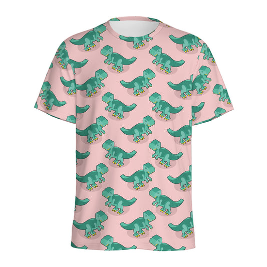 Isometric Tyrannosaurus Pattern Print Men's Sports T-Shirt