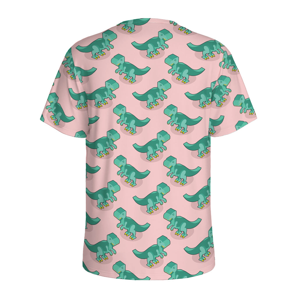Isometric Tyrannosaurus Pattern Print Men's Sports T-Shirt