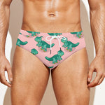Isometric Tyrannosaurus Pattern Print Men's Swim Briefs