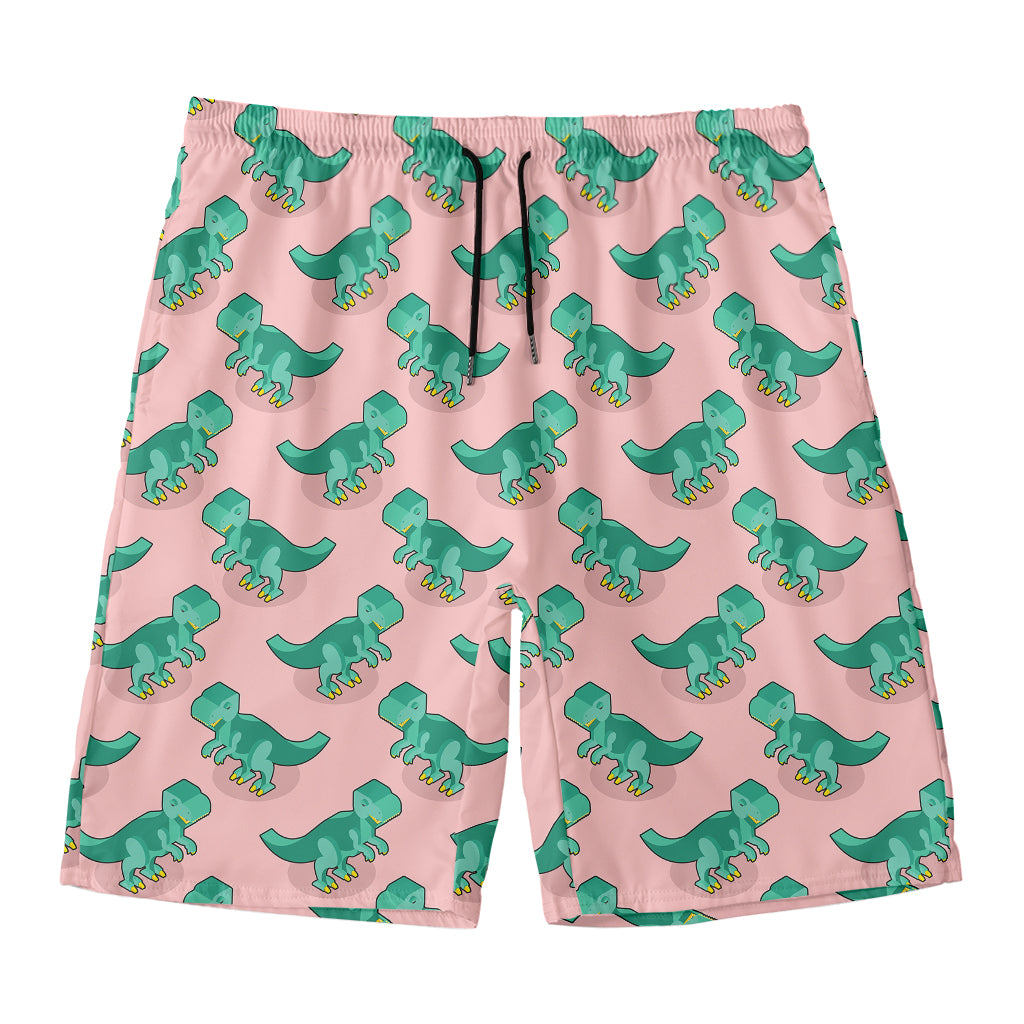 Isometric Tyrannosaurus Pattern Print Men's Swim Trunks