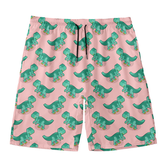 Isometric Tyrannosaurus Pattern Print Men's Swim Trunks