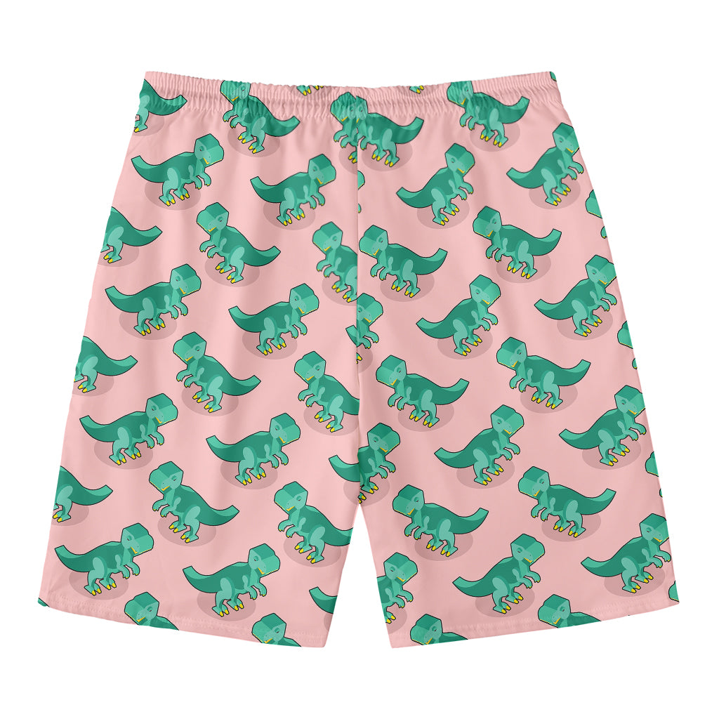 Isometric Tyrannosaurus Pattern Print Men's Swim Trunks
