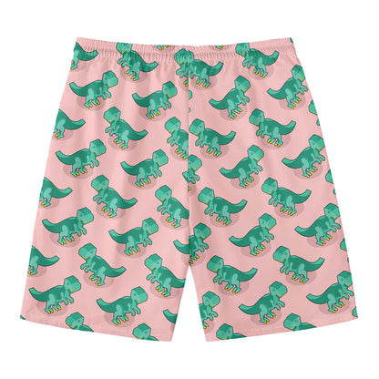 Isometric Tyrannosaurus Pattern Print Men's Swim Trunks